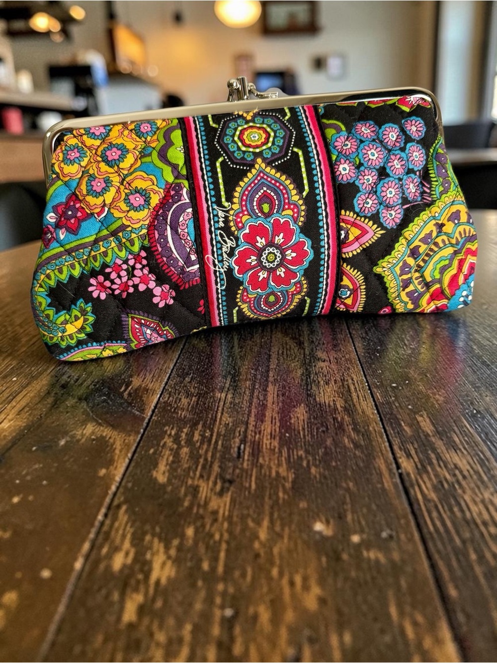 Vera Bradley Double Kisslock Wallet Clutch Symphony in Hue - Retired